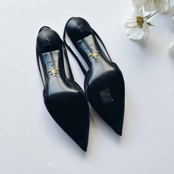 Prada Women’s Mesh Slingback Pump Heels Black Nero Size 6 - Picture 13 of 16